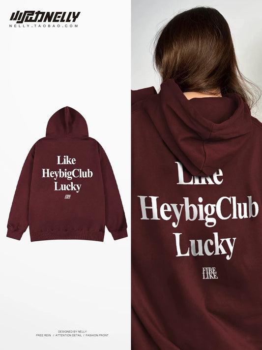 Printed hooded sweatshirts for men and women, heavy trendy brand plus velvet tops, autumn and winter new high street casual and versatile jackets