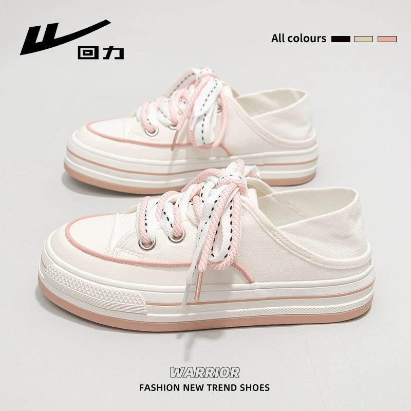 Pull-back canvas shoes for women, 2024 spring new dual-purpose outer wear lazy shoes, shallow breathable white shoes