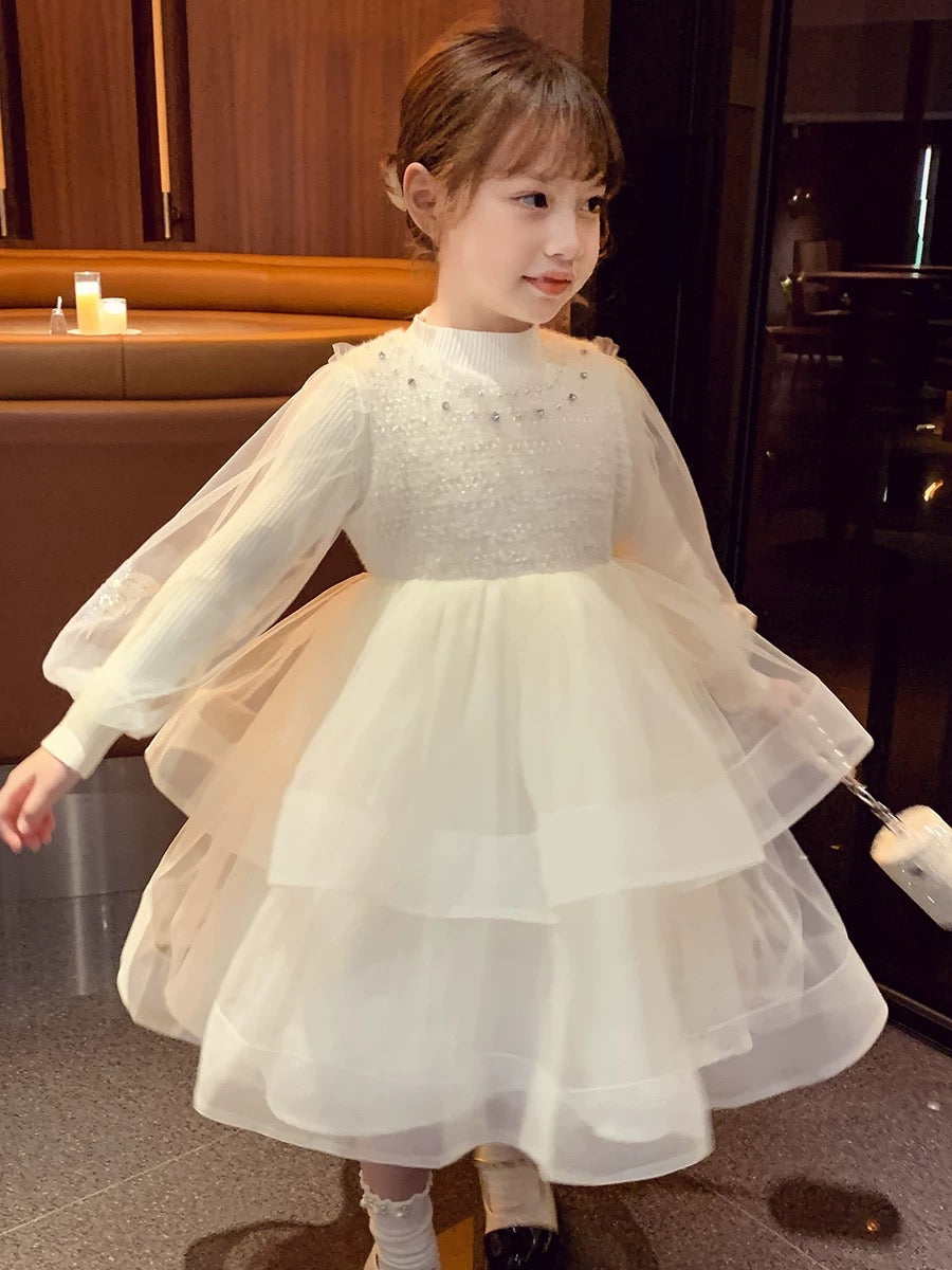 Girls' small fragrant style suit skirt winter wear 2023 new style children's Internet celebrity dress girl's mesh princess skirt
