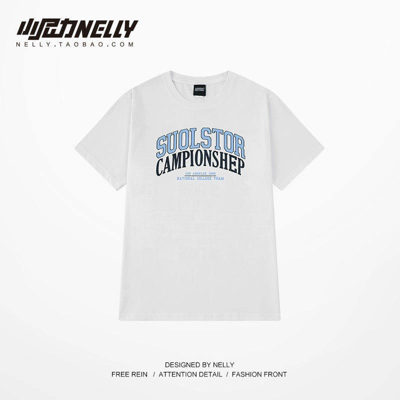 Summer Japanese loose T-shirt men's printed round neck trendy brand ins short-sleeved T-shirt for boys Korean version trendy half-sleeved men's trendy