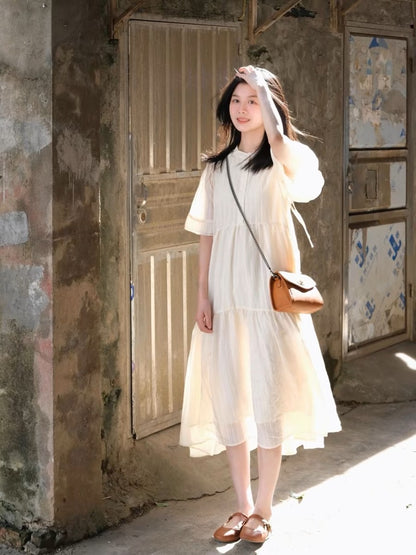 French gentle style skirt for women with summer pear-shaped figure, high-end temperament, slim dress, fairy-like and super-fairy style D468
