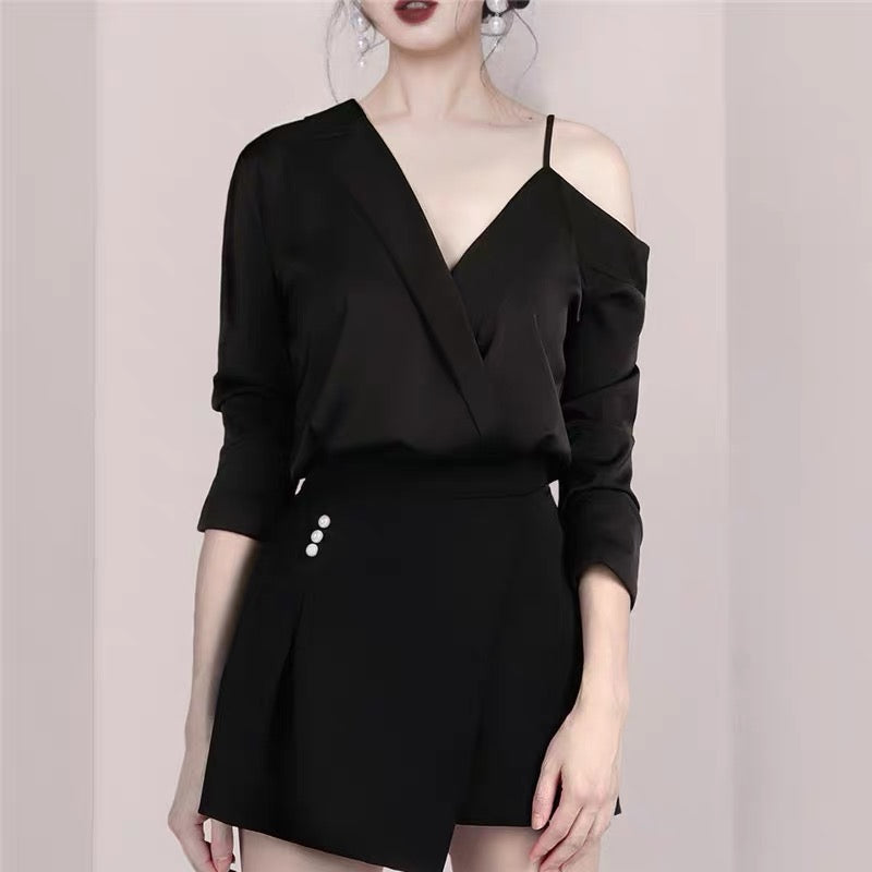 Summer Suit Feminine Fashion Small 2023 New Celebrity Sexy Internet Celebrity Suit Two-piece Suit Female Western Style (V8814)