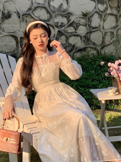 Tanggongzi early spring new tea break French dress niche design retro romantic skirt fairy super fairy