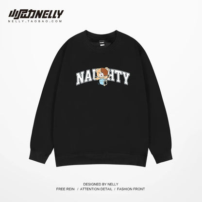 Trendy brand couple round neck sweatshirt for men and women oversize hip-hop street autumn and winter loose retro Japanese style printed jacket