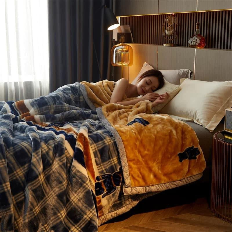 Winter Raschel blanket extra thick plus velvet bed cover blanket quilt wedding coral flannel nap blanket single