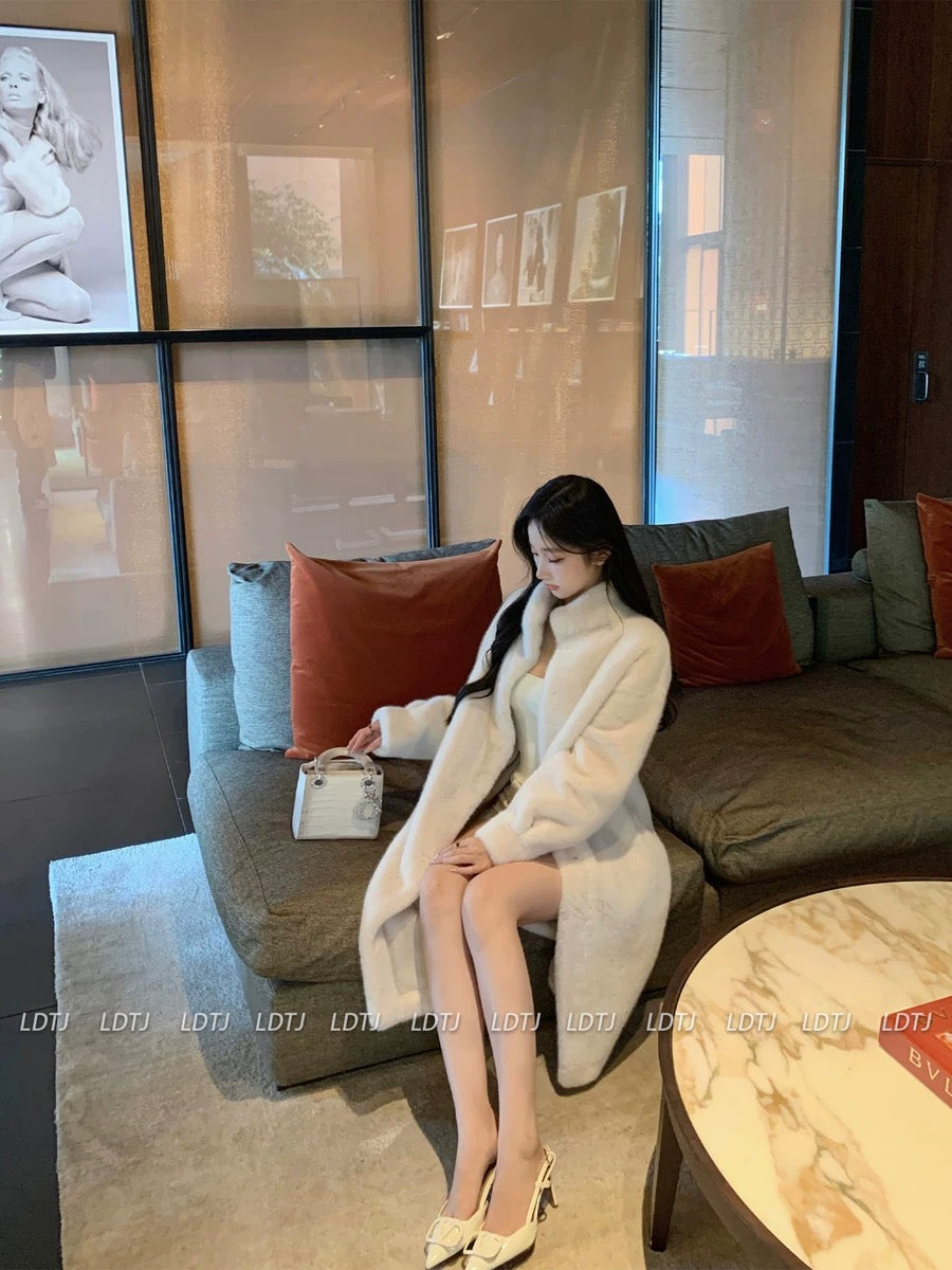 LDTJ high-end fur winter new lady noble temperament loose casual lazy style imitation mink environmentally friendly coat jacket for women