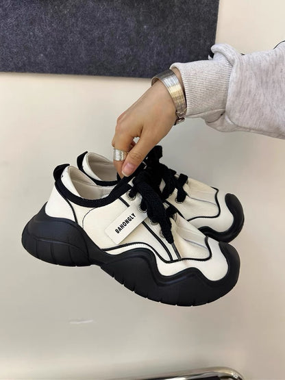 Bo Xiangni Cute Cute Daddy Shoes Women's 2023 Autumn New Thick-soled Lightweight Loafers Casual Versatile Popular Sports Shoes