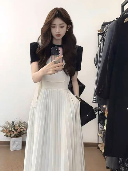 2023 new summer white fashion suspender dress two-piece suit, chic and high-end small fragrance women's clothing
