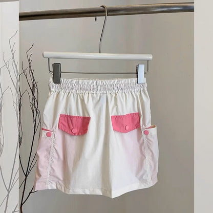 [Ready Stock] Buyer Store Designer Cargo Shorts Women's Summer Sweet Style Fashion Personality High Waisted Wide Leg Pants