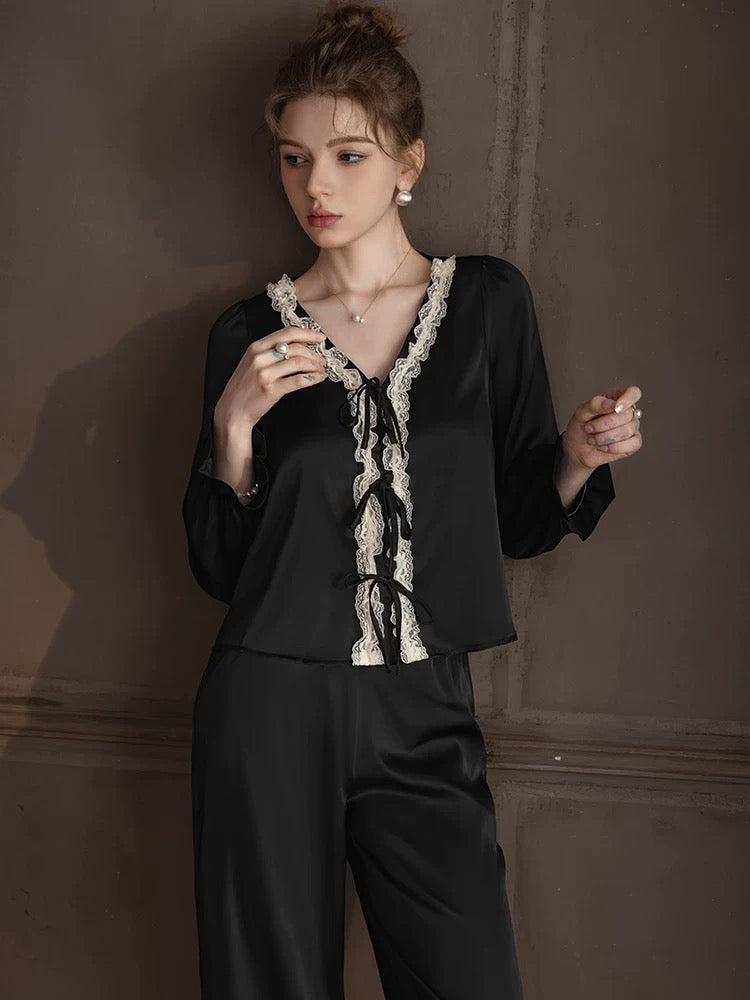 Forced to sell pajamas, silk pajamas for women, French high-end home clothes, mulberry silk long-sleeved trousers suit that can be worn outside