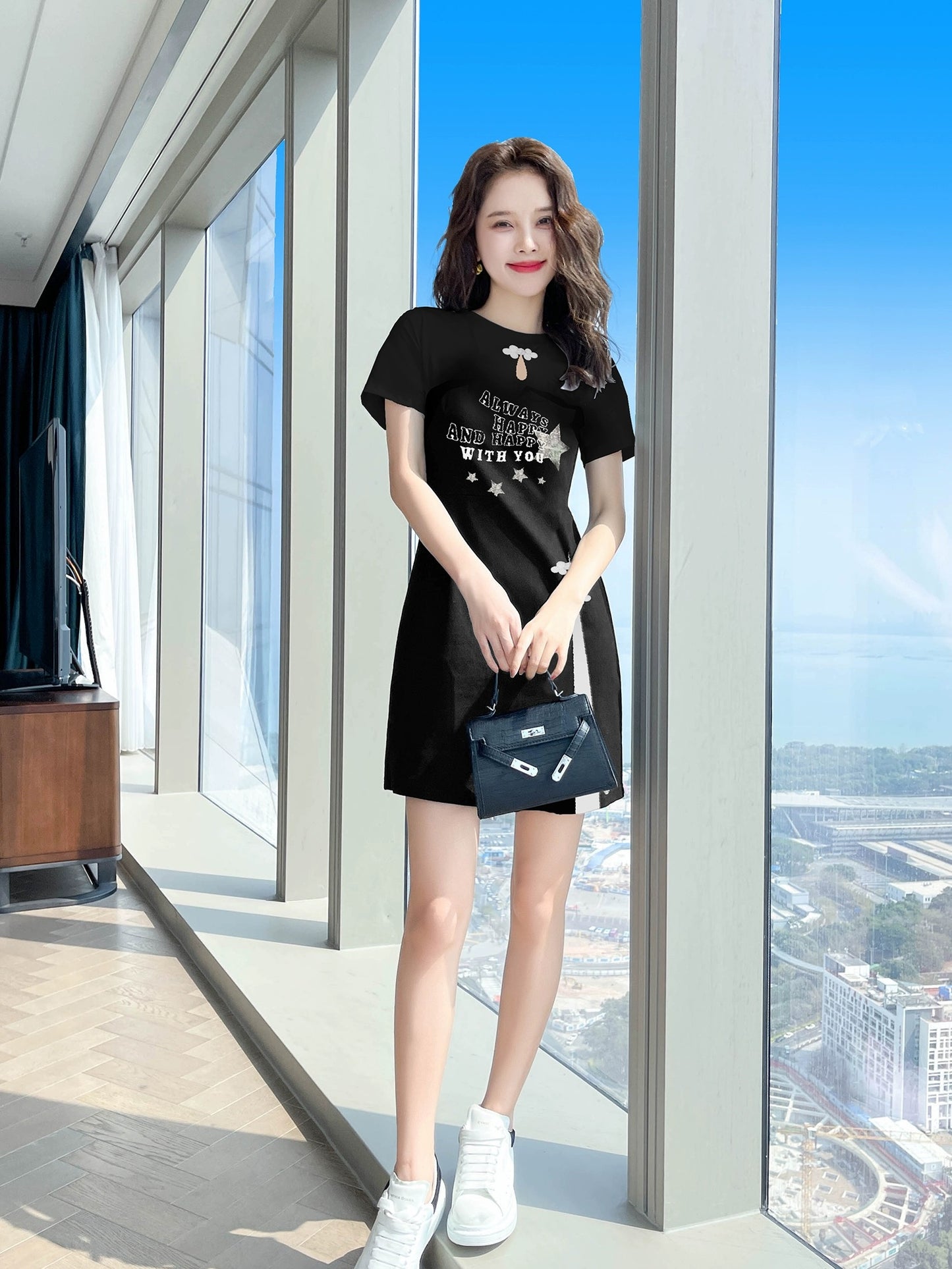 Black dress Chinese style women's clothing 2024 new Xiaxin Chinese style small black dress casual skirt female summer small