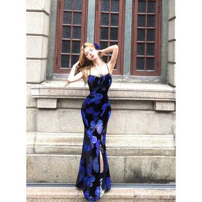 Nan Lixiang Vanity Fair Party Royal sister style dress female summer backless dress waist slimming suspender dress long skirt