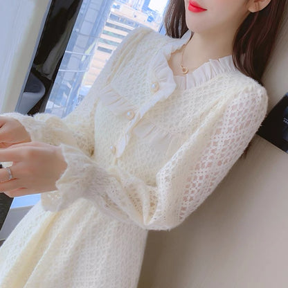 Autumn and winter 2023 new fairy skirt women's temperament lace dress design niche bottoming skirt super fairy style