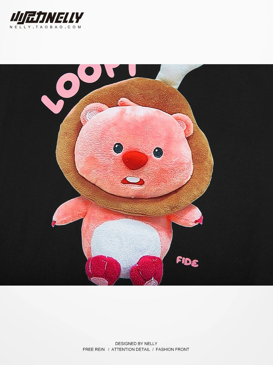 Korean soft cute cartoon cute printed short-sleeved T-shirt for men and women pure cotton casual 2024 new loose round neck top