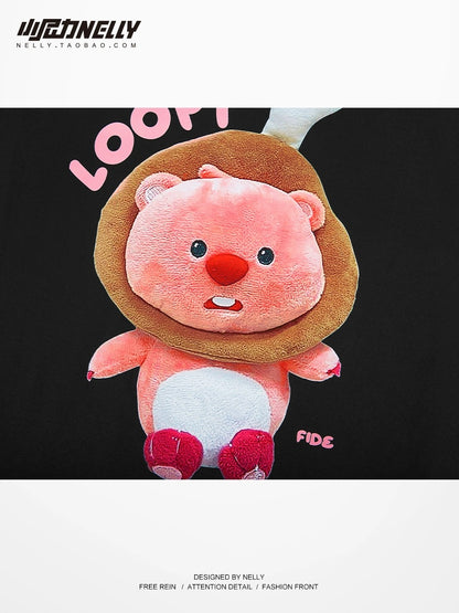 Korean soft cute cartoon cute printed short-sleeved T-shirt for men and women pure cotton casual 2024 new loose round neck top