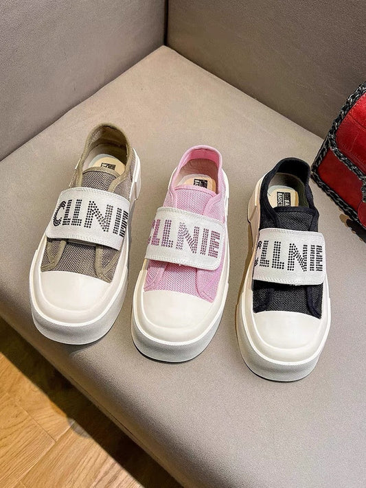Uncle MJ Mesh Breathable Casual Shoes Women's New Lazy Outerwear Fashion Versatile Thick Bottom Velcro Sneakers