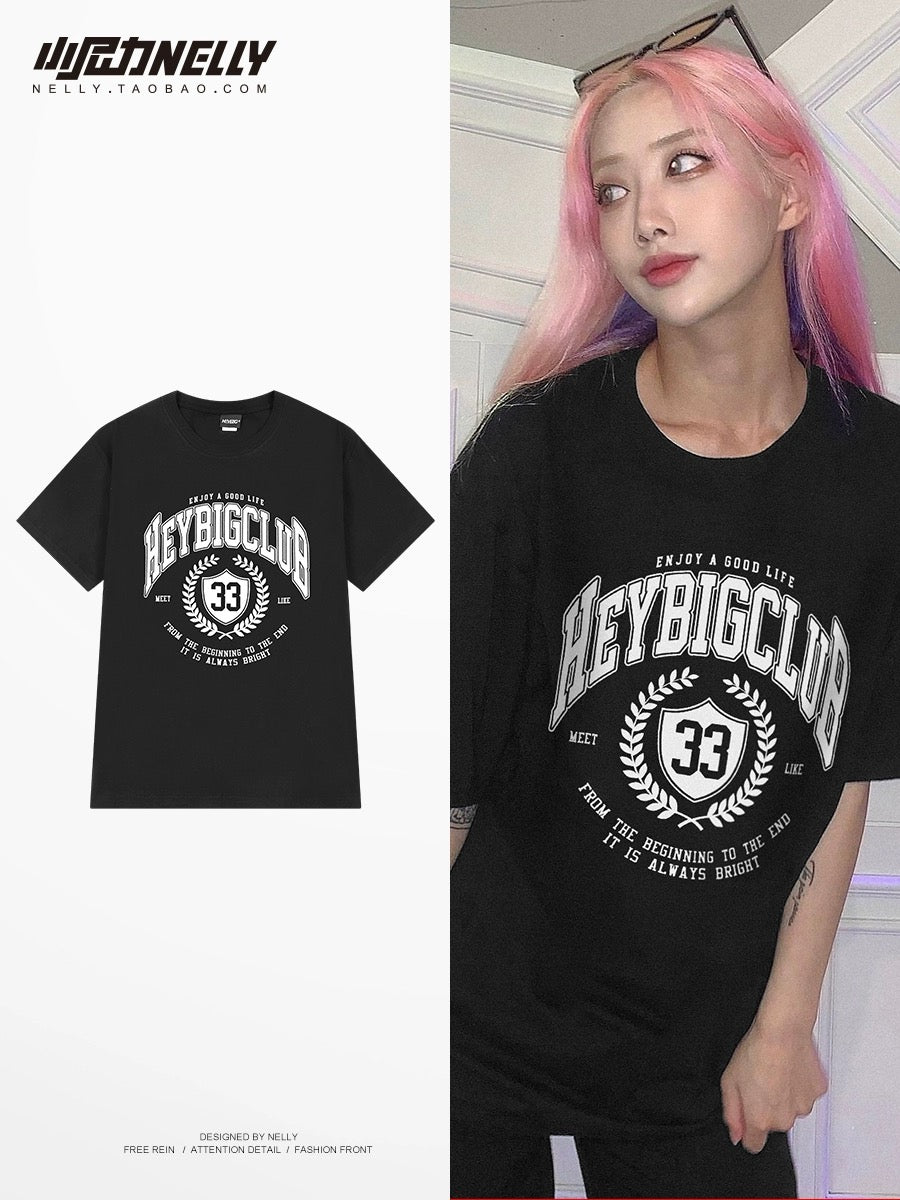 National trend American retro letter print couple short-sleeved T-shirts for men and women ins niche street brand half-sleeved tops