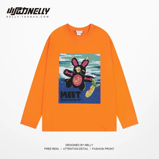 American cartoon cat print round neck short sleeve men and women summer 2025 couple pure cotton t-shirt half sleeve bottoming shirt trend