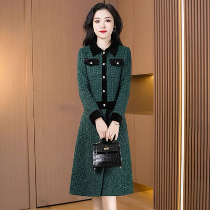 Xiaoxiangfeng suit dress for women autumn 2023 new style small socialite high-end dignified and elegant two-piece suit (S0415)