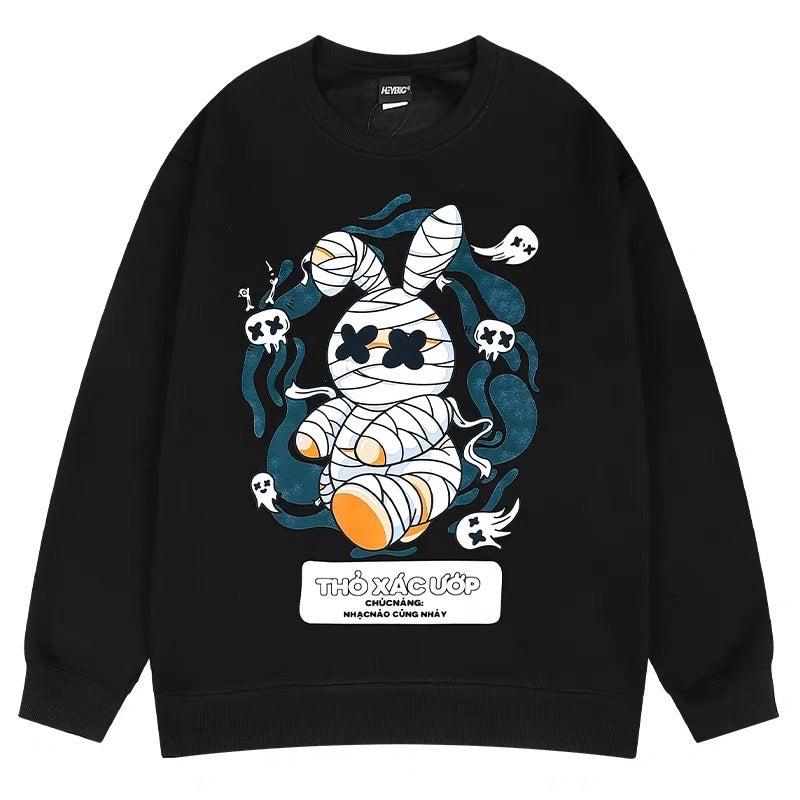 ins heavy round neck sweatshirt men's trendy brand tops spring and autumn hip-hop couple jackets winter plus velvet thickening bottom ingredient