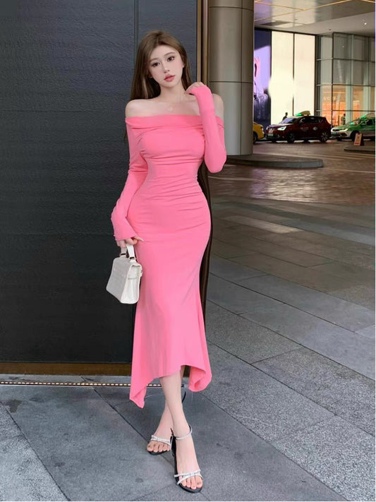 Autumn new fishtail dress French sexy pure desire slim temperament long skirt tight slimming hip skirt for women A2268