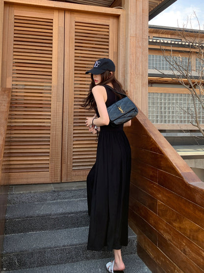 pusumede vest dress women's summer new style temperament waist skirt sleeveless knitted suspender long skirt