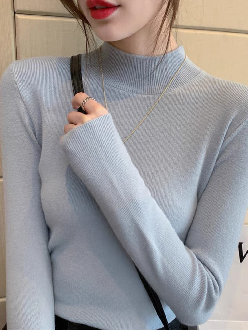 Half-turtle collar bottoming shirt for women, spring and autumn style inner style, 2023 new autumn and winter long-sleeved sweater sweater top for women