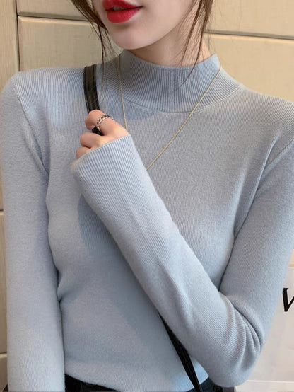 Half-turtle collar bottoming shirt for women, spring and autumn style inner style, 2023 new autumn and winter long-sleeved sweater sweater top for women