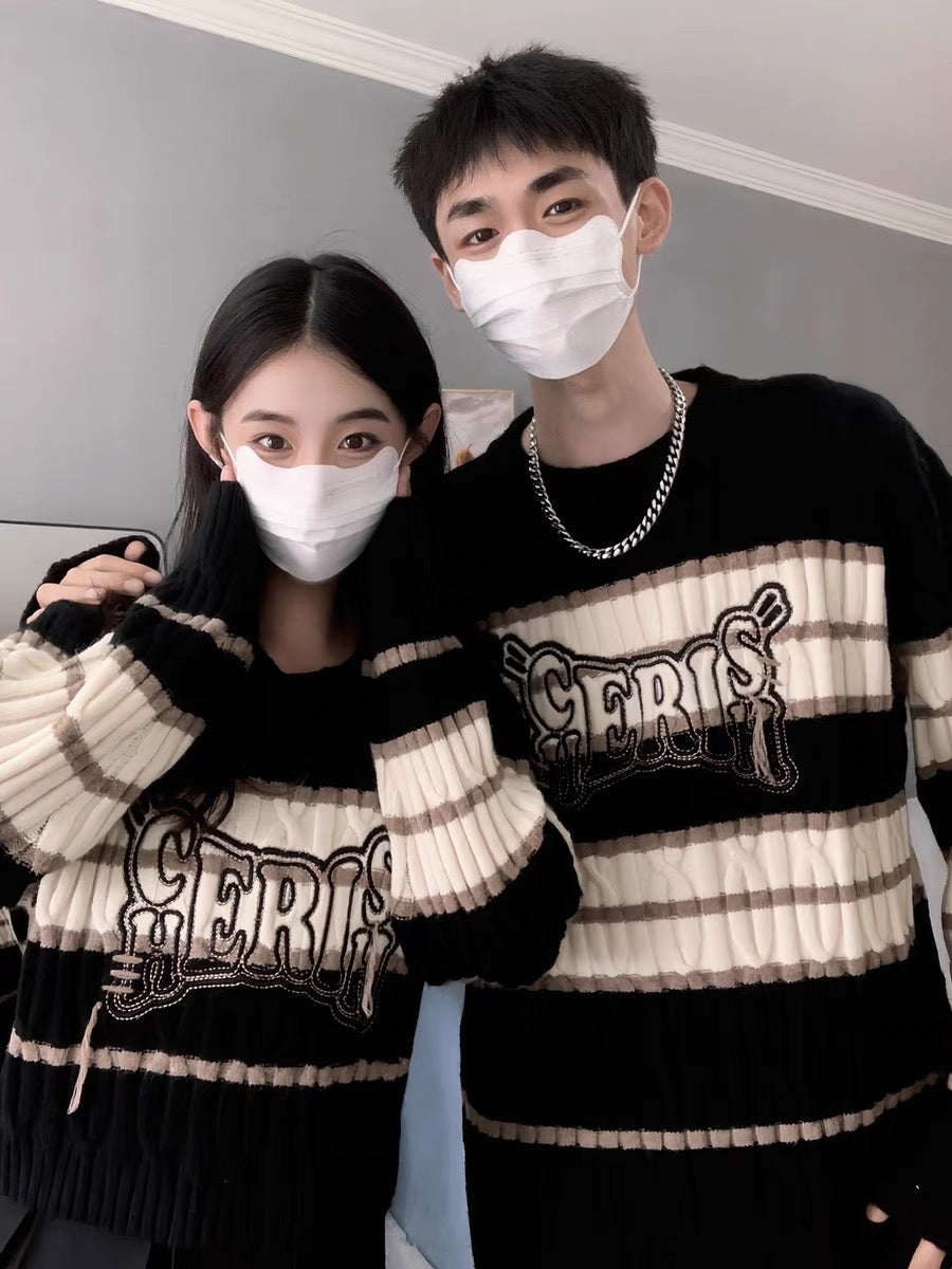 Different couple sweaters autumn and winter 2023 new trendy early autumn and winter high-end lazy style bottoming shirt (S0218)