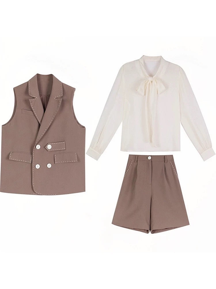 High-end sister goddess style professional suit jacket wide-leg shorts two-piece suit for women 2023 spring and autumn new style