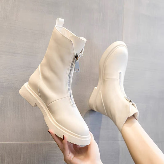 2023 New Guidi Ghost Emperor Women's Boots French Short Boots Autumn and Winter Single Boots Front Zipper Off-White Martin Boots Trendy