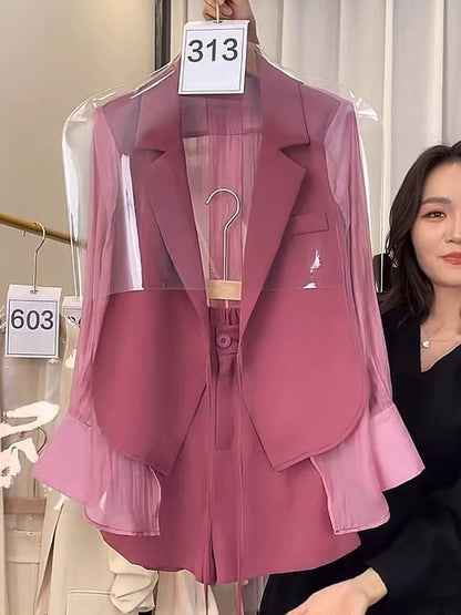 Summer suit shorts suit for women 2023 new high-end small fragrance casual thin sun protection suit two-piece set