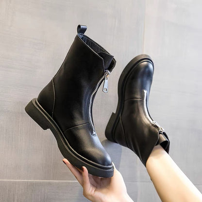 2023 New Guidi Ghost Emperor Women's Boots French Short Boots Autumn and Winter Single Boots Front Zipper Off-White Martin Boots Trendy