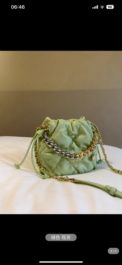 Nanfeng xMECCO KERNA Paris Sleepless Bucket Bag Women's Spring Diamond Chain Hand-held Shoulder Messenger Bag