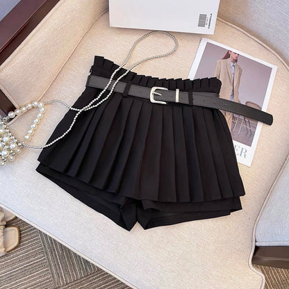 Slim high waist slim pleated shorts skirt women's summer white jk skirt 2023 new women's group A-line skirt