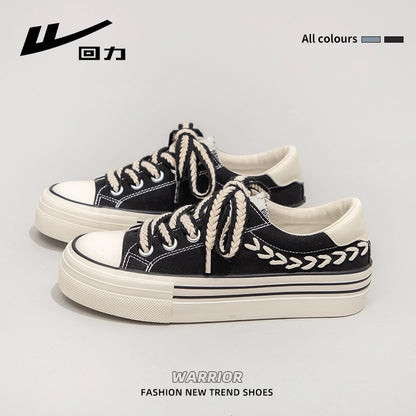 Huili wheat ear canvas shoes for women 2024 spring new versatile thick-soled sneakers retro versatile niche casual shoes