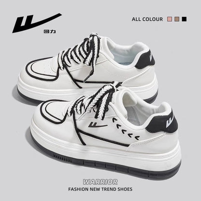 Pull back small white shoes women's 2023 autumn new thick-soled niche design wheat ears casual all-match students black and white sneakers