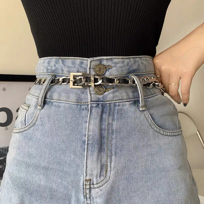 Chain women summer new versatile fashion with jeans trendy contrasting color jk dress accessories ins style belt