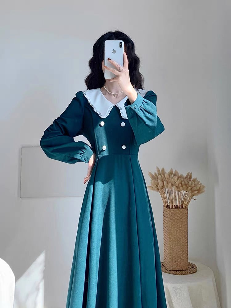 Autumn clothing 2023 new women's French romantic waist slimming retro long-sleeved temperament dress high-end skirt