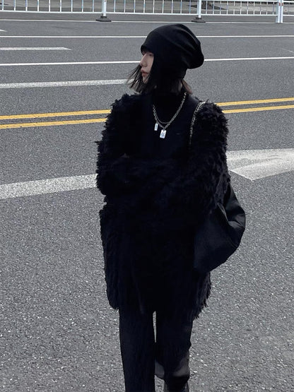 PAPERLLL Xinjian ins street sense heavy Arctic plush jacket women's autumn temperament large version cardigan top (D7118)