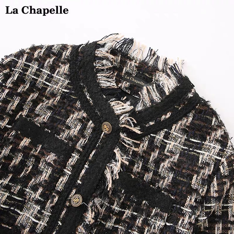 La Chapelle/La Chapelle French tassel edge small fragrance jacket feminine temperament loose round neck top