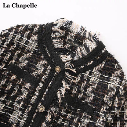 La Chapelle/La Chapelle French tassel edge small fragrance jacket feminine temperament loose round neck top