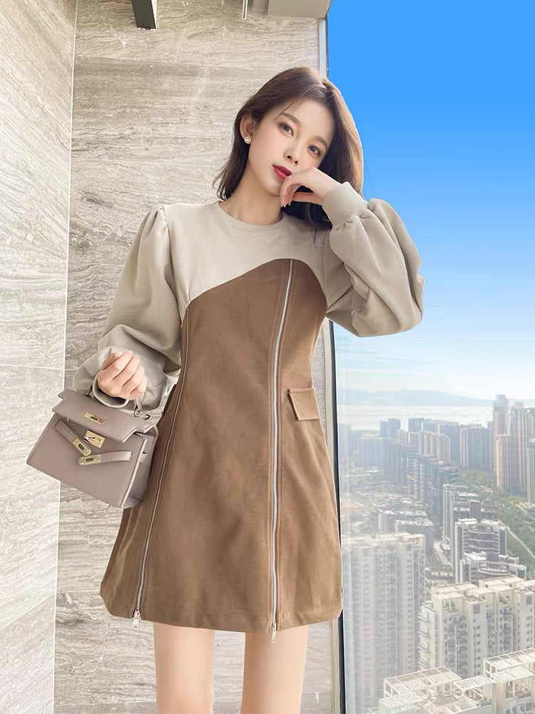Autumn clothing 2023 new autumn and winter French tea break temperament dress to reduce age and look slimming and high-end sweatshirt skirt for women in autumn T2350