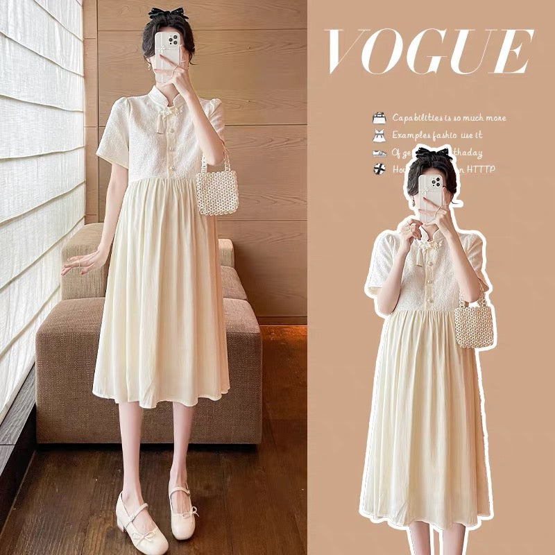 2023 Fashionable New Maternity Summer Dress Temperament Fashionable Improved Cheongsam Summer Small Summer Dress