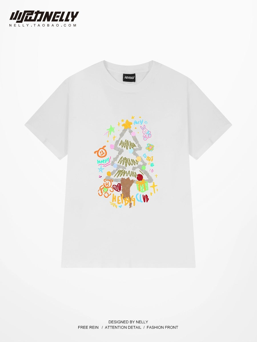 Cartoon animation printed short-sleeved T-shirts for men and women, summer fashion brand trend pure cotton American high street oversize t-shirts
