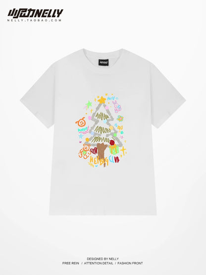 Cartoon animation printed short-sleeved T-shirts for men and women, summer fashion brand trend pure cotton American high street oversize t-shirts