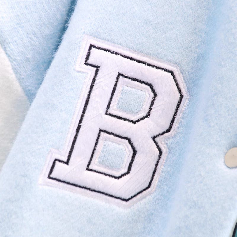 Color block letter baseball uniform sweater jacket for women autumn and winter 2023 new loose college style casual knitted cardigan (S3330)