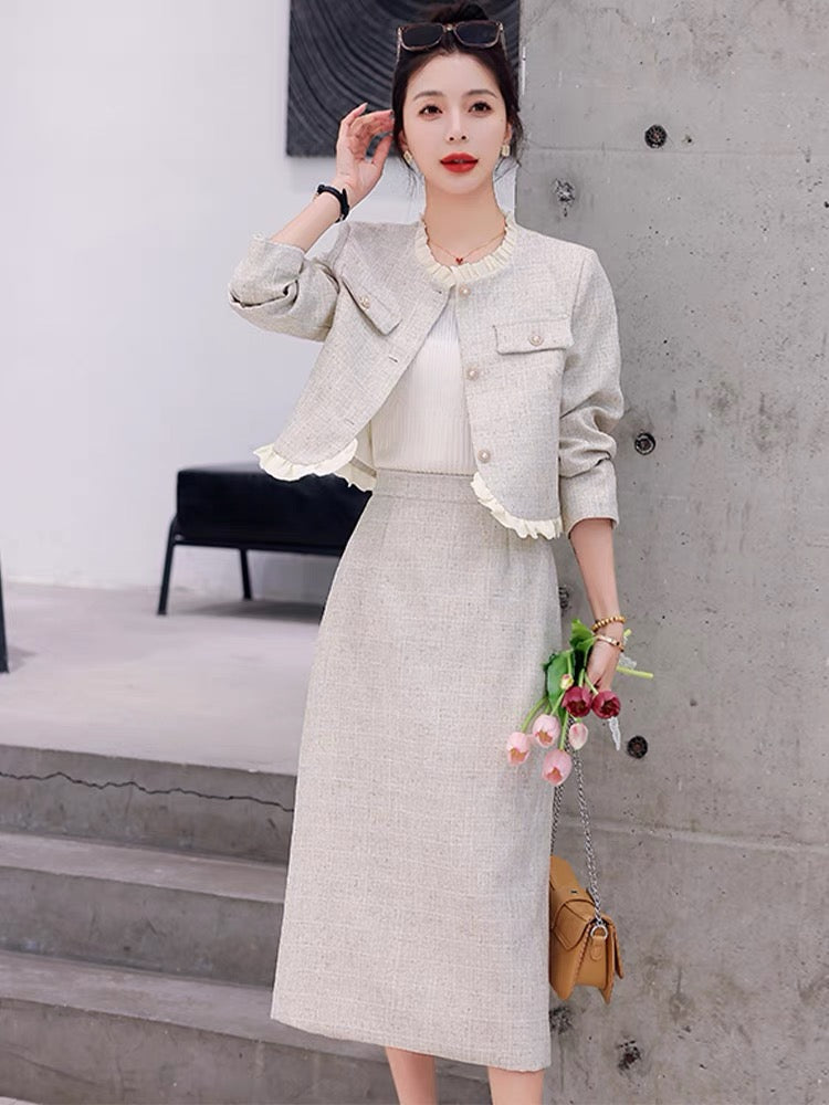 Xiaoxiangfeng suit dress 2023 new hot style women's autumn fashion temperament high-end suit two-piece dress (S0412)