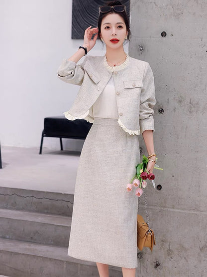 Xiaoxiangfeng suit dress 2023 new hot style women's autumn fashion temperament high-end suit two-piece dress (S0412)