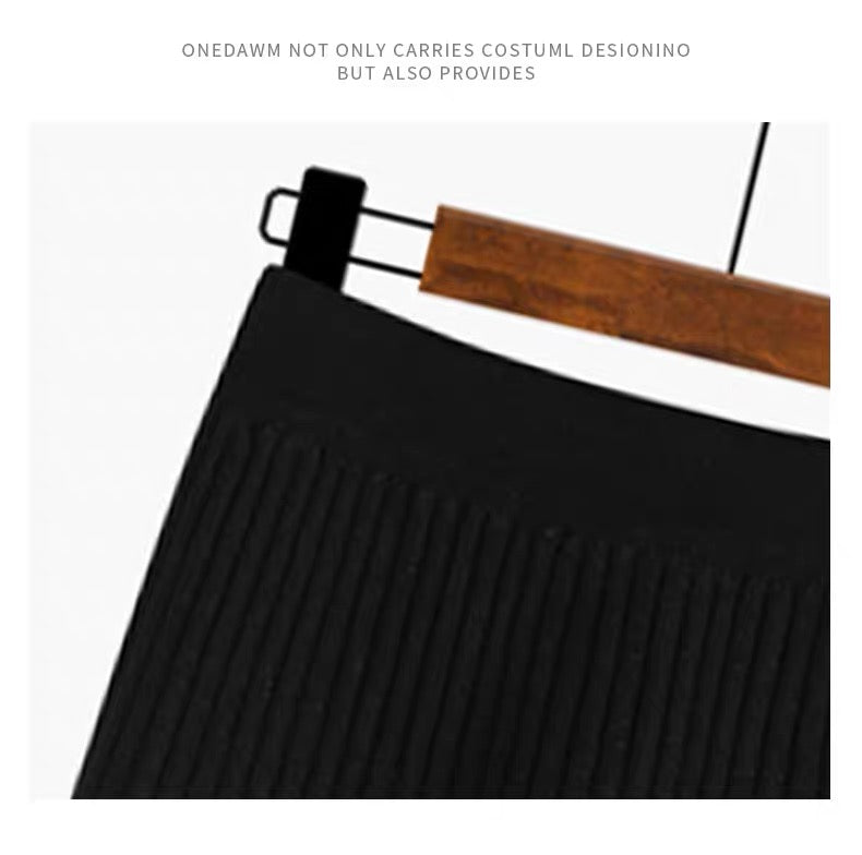 High-end thickened turtleneck lace-up sweater for women 2023 autumn and winter new high-waist hip-covering knitted skirt two-piece set (S0344)